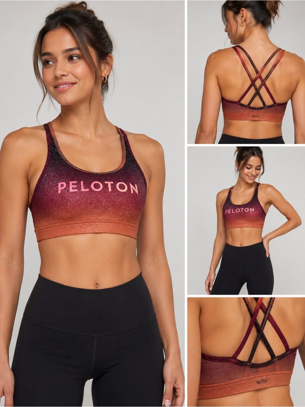 Peloton x Wear It To Heart Ombre Shimmer Strappy Sports Bra Size S